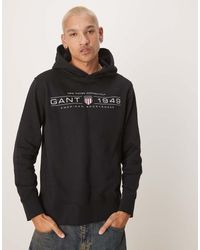 GANT - Sudadera Negra Con Capucha Y Logo De Escudo 1949 De - Lyst