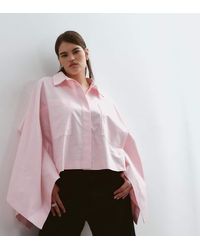ARRANGE - Curve Oversized Cape Square Cut Cotton Shirt - Lyst