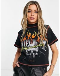 ASOS - Boxy T-shirt With Rock Flame Graphic Print With Seam Detail - Lyst