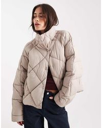 Miss Selfridge - Oversized Quilted Funnel Neck Crop Puffer Jacket - Lyst
