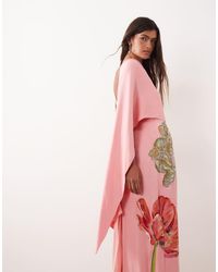 ARRANGE - Floral Embroidered Satin Overlay Maxi Dress - Lyst