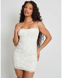Public Desire - Bridal Lace Corset Detail Mini Dress - Lyst