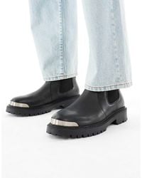 ASOS - – chelsea-stiefel aus em leder mit zehenklappe aus metall - Lyst