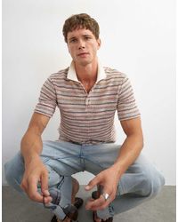 TOPMAN - Polo Testurizzata A Righe Mélange Vestibilità Classica Multicolore - Lyst