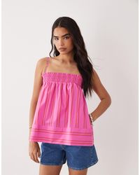 Vila - – gestreiftes babydoll-camisole aus baumwolle - Lyst
