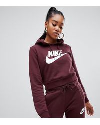 Nike Rally Burgundy Cropped Logo Hoodie - Red