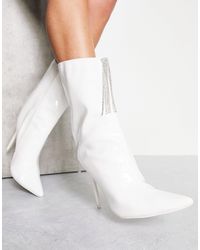 Public Desire - Quince High Ankle Boots With Embellished Front - Lyst