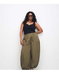 ASOS - Asos Design Curve Cotton Nylon Blend Pull On Balloon Trousers - Lyst