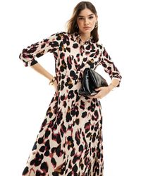 Y.A.S - Y.a.s – maxi-hemdblusenkleid mit leopardenmuster - Lyst