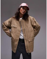 ARKET - Oversized Padded Workwear Barn Jacket With Flap Pockets And Contrast Collar-neutral - Lyst