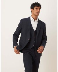 ASOS - Chaqueta De Traje De Corte Slim Con Patrón De Espiga De Tejido Efecto Lana De - Lyst