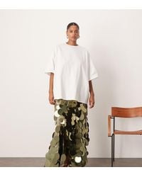 ARRANGE - Falda Larga Con Bajo Cuadrado Y Diseño Lineal Ondulado Con Abalorios De Curve - Lyst