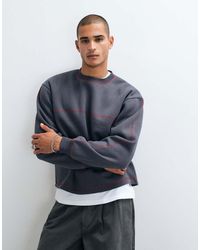ASOS - Relaxed Boxy Crew Sweatshirt With Contrast Cover Stitch - Lyst