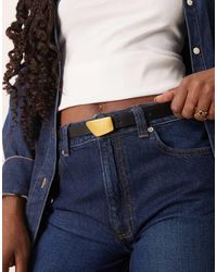 Gina Tricot - Cinturón Liso Con Hebilla Dorado Mate De Metal De - Lyst