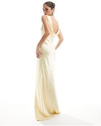 Six Stories - Vestido De Dama De Honor Largo Amarillo Con Espalda Desbocada De Satén De - Lyst