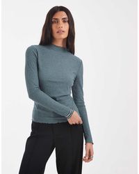 ONLY - Lettuce Edge High Neck Ribbed Top - Lyst