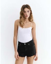 Pull&Bear - Denim Mom-Fit Short Met Scheuren - Lyst