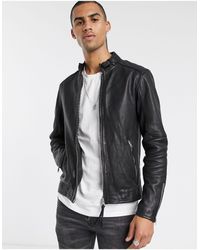 AllSaints - Cora Slim Fit Zip Through Leather Jacket - Lyst