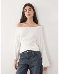 ASOS - Fallen Shoulder Cinched Waist Top - Lyst