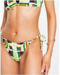 Reclaimed (vintage) - Inspired – bikinihose mit seitlicher schnürung und geometrischem muster - Lyst