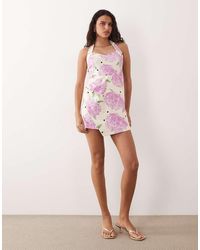 New Look - Polka Dot Halter Mini Dress - Lyst
