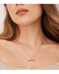Orelia - Collana Di Media Lunghezza Spessa Con Cinturino A T Placcata 18K - Lyst