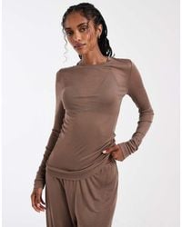 ASOS - Lounge Semi Sheer Long Sleeve Top - Lyst