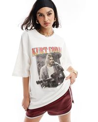 ASOS - T-shirt pesante oversize color crema con grafica "kurt cobain" su licenza - Lyst