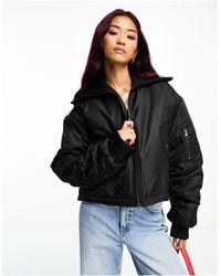 ASOS - Cropped Bomber Jacket With Rib Detail - Lyst