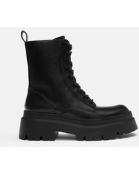 Pull&Bear - Lace-up Flat Ankle Boots - Lyst