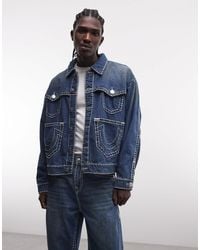 TRUE RELIGION - – super t – jeansjacke mit überschnittenen schultern und mehreren taschen - Lyst