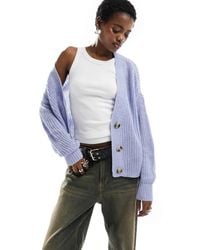 ONLY - Ribbed Knit Button Down Cardigan - Lyst