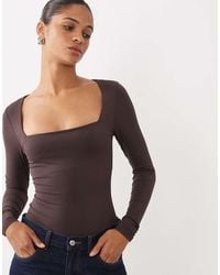 New Look - Long Sleeve Square Neck Slinky Body - Lyst