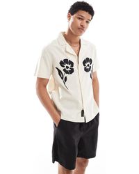 Native Youth - Camicia Neutra Con Colletto A Rever E Ricamo - Lyst