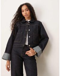 JJXX - Giacca Di Jeans Blu Scuro Con Dettagli Risvoltati - Lyst