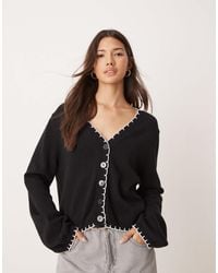 Miss Selfridge - Blanket Stitch V Neck Cardigan - Lyst