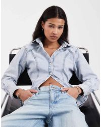 JJXX - Long Sleeve Denim Fitted Top - Lyst