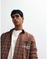 ASOS - Regular Fit Check Shirt With Chest Embroidery - Lyst