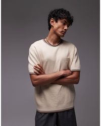 TOPMAN - Ottoman Knit With Piped Collar And Hem - Lyst