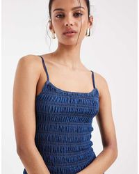 ASOS - Denim Shirred Cami Top Co-Ord - Lyst