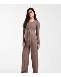 Mama.licious - Mamalicious Maternity Ribbed Wide Leg Jersey Trousers Co-ord - Lyst