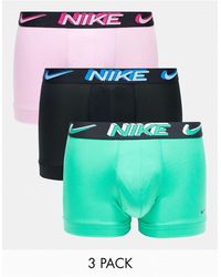 Nike - Dri-fit essential micro - confezione da 3 boxer aderenti verde, rosa e neri - Lyst