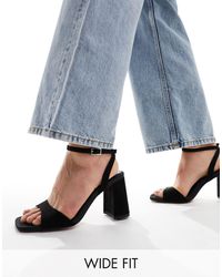 ASOS - Wide Fit Hotel Barely There Block Heeled Sandals - Lyst