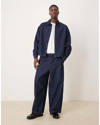 ASOS - Vaqueros De Vestir Azul Añil Lavado De Corte Bombacho Holgado Con Pinzas De (Parte De Un Conjunto) - Lyst