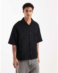 ASOS - Oversized Half Sleeve Revere Grid Textured Shirt - Lyst