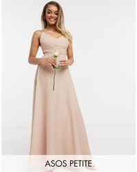 ASOS - Asos Design Petite Bridesmaid Cami Maxi Dress With Ruched Bodice And Tie Waist - Lyst