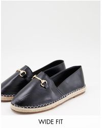 Truffle Collection Wide Fit Loafer Trim Espadrilles - Black