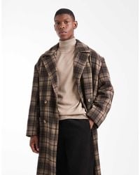 ASOS - Cappotto Oversize E Lungo Effetto Lana A Quadri - Lyst