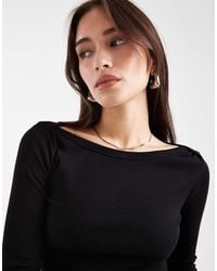 Brave Soul - Long Sleeve Jersey Boat Neck Top - Lyst