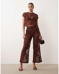 ASOS - Co-ord Crochet Floral Lace Flare Trouser - Lyst